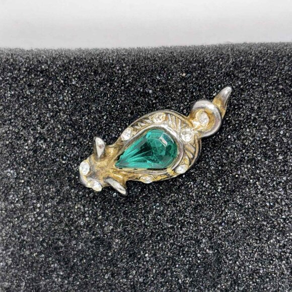 Vintage Pin Brooch - Mouse, Emerald with diamonds - 3cm long - Picture 2 of 3
